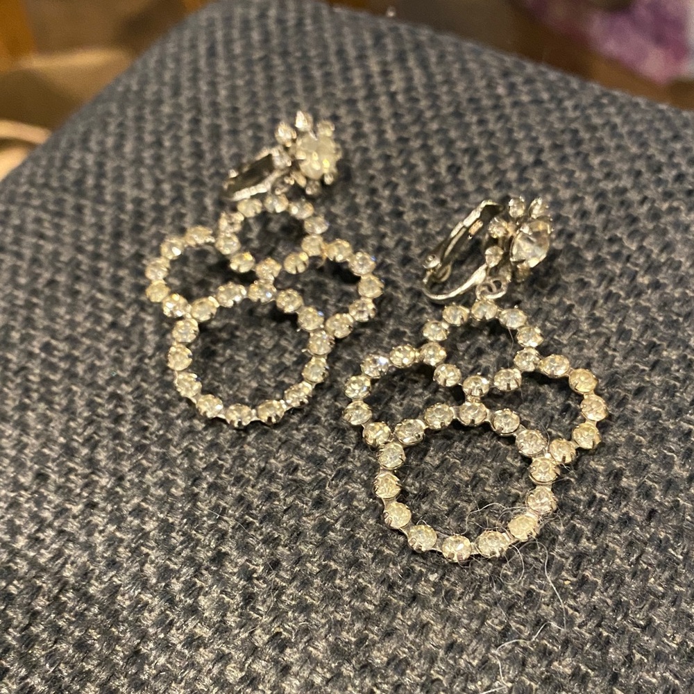 Fun rhinestone Crystal Earrings vintage. My moms. Replace with wires
